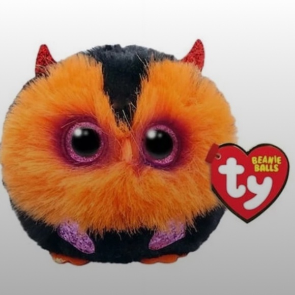 Ty Puffies (Beanie Balls) - WHODINI the 2023 Halloween Orange Owl (3 inch) - Picture 1 of 12